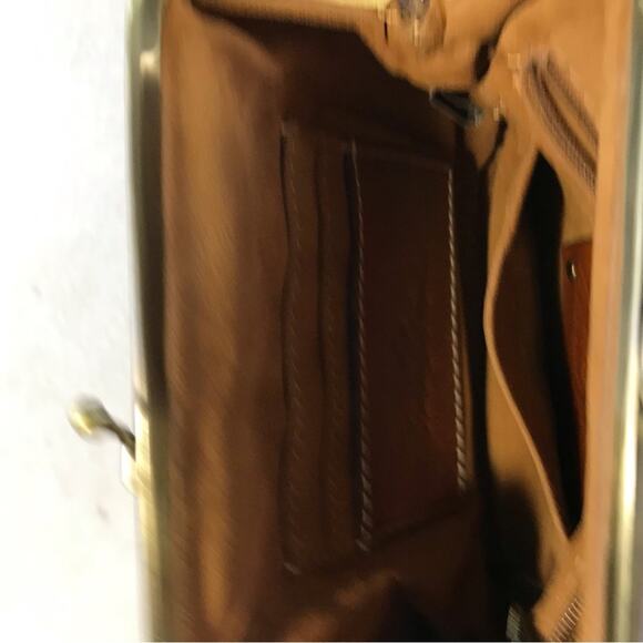 Patricia Nash cognac tan leather wristlet small purse with kiss closure - Picture 8 of 13